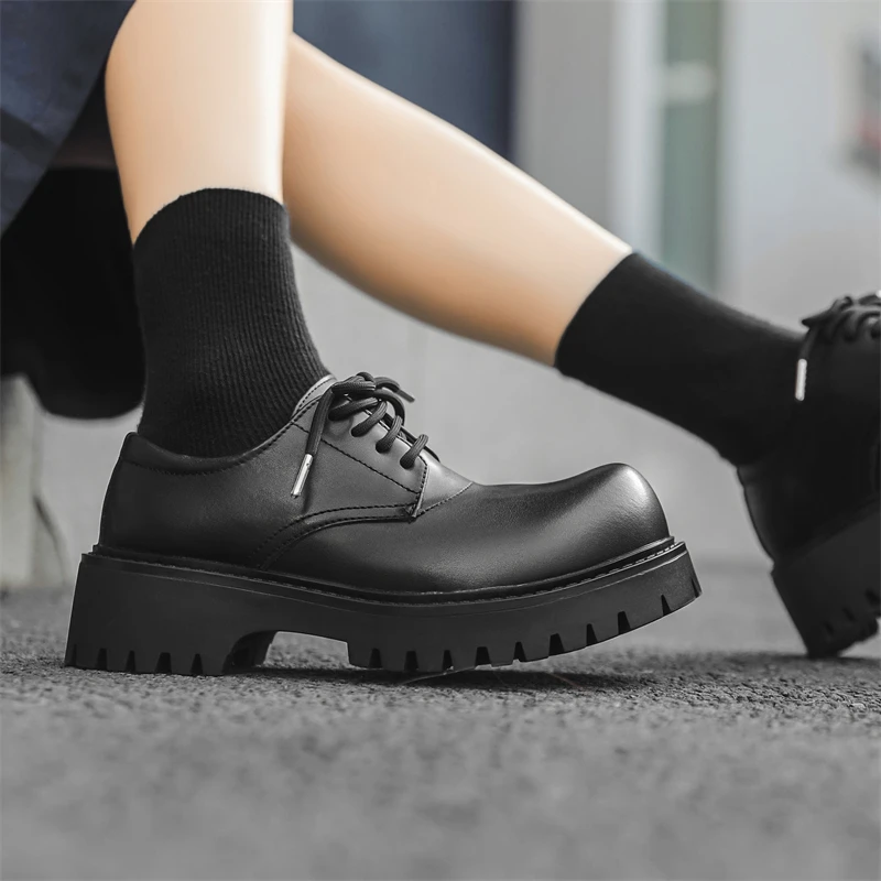 

Men's Derby Leather Shoes Classic luxury minimalist style Work or Business Outdoor Trendy Street Thick soled Shoes -46 lace-up