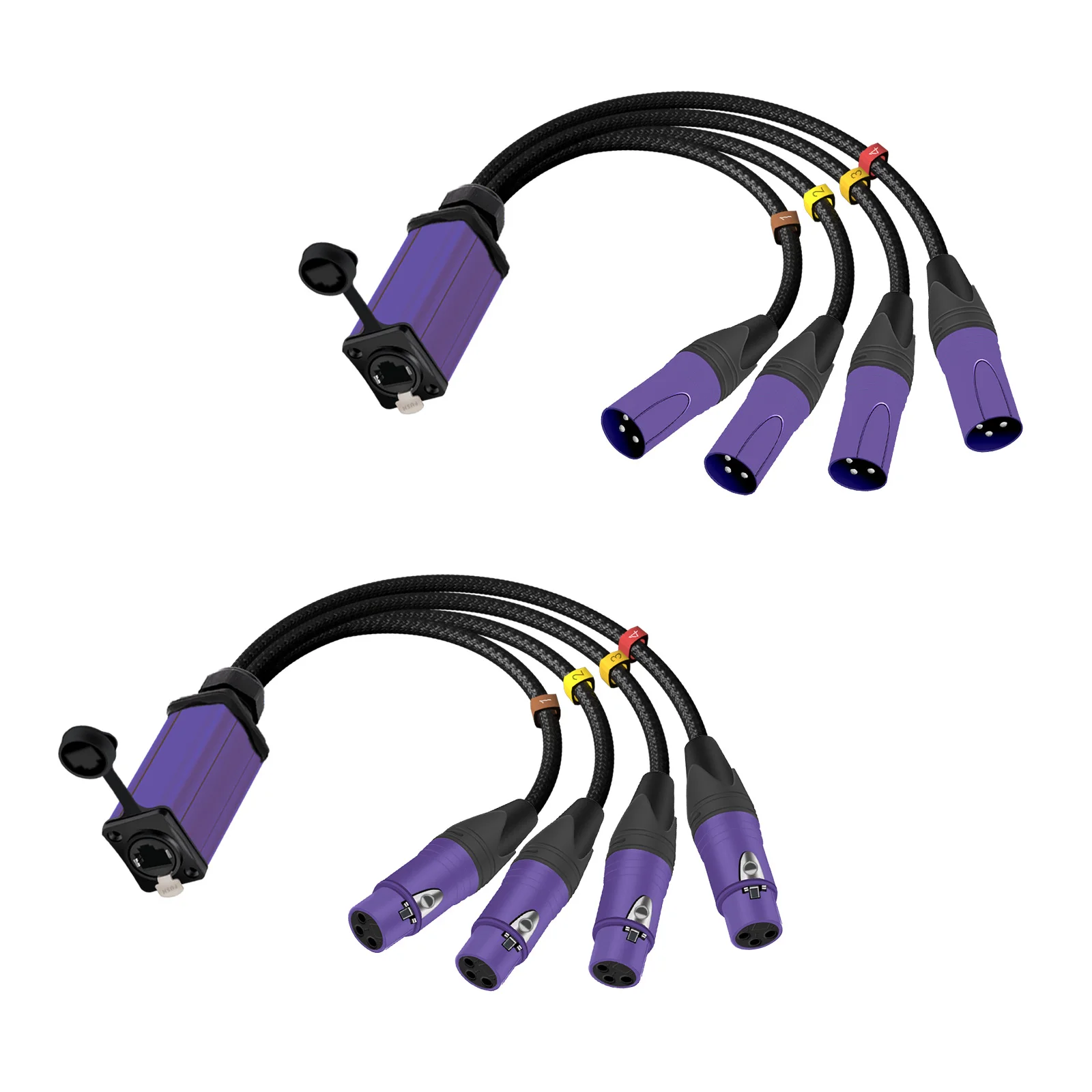 STP RJ45 CAT5/6 zu Audio 4-Kanal 3-Pin XLR Stecker/Buchse Multi-Netzwerk-Breakout-Extender für Live-Bühnen-Sound, Beleuchtung und Aufnahme – Detail 8