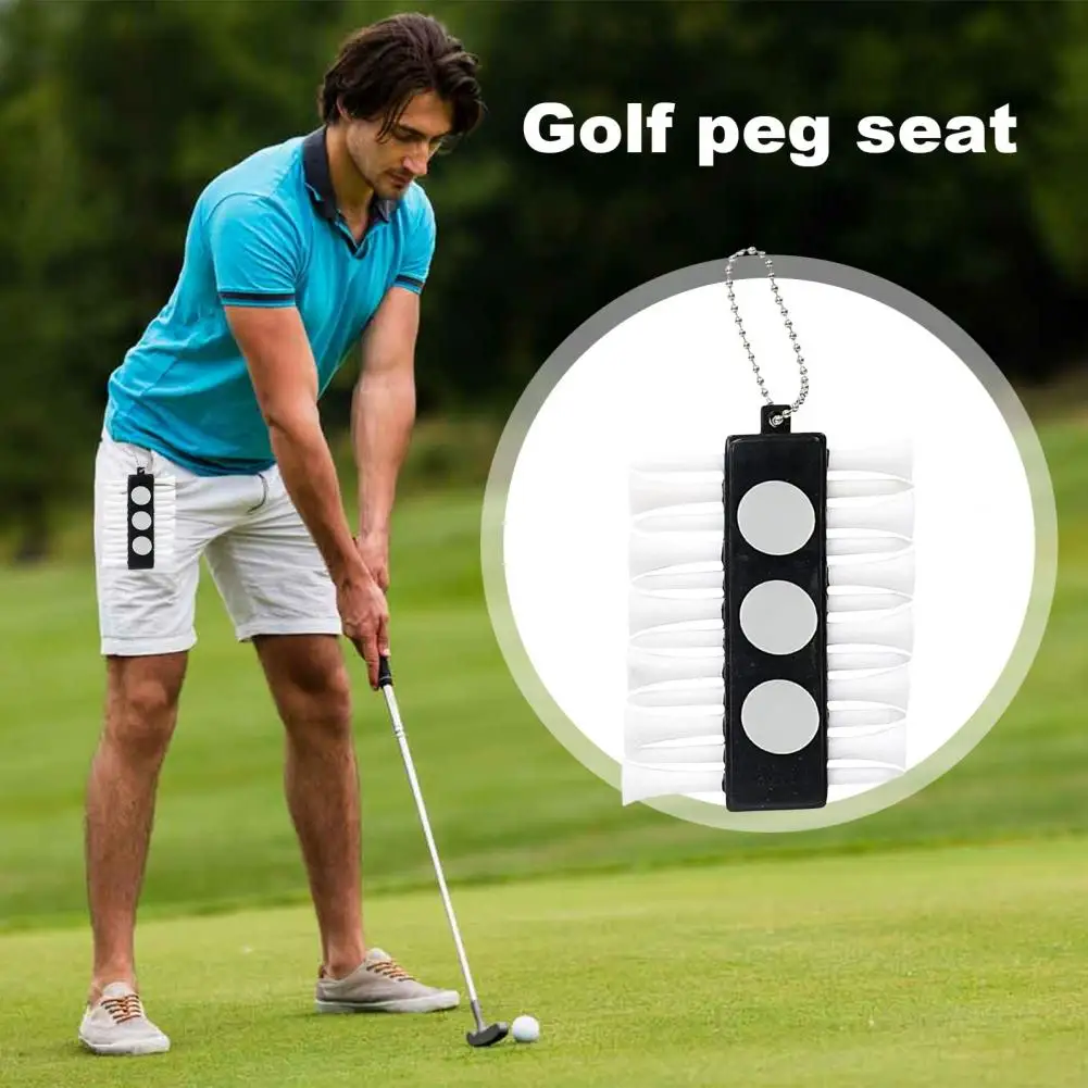 Golf Tee Holder Portable Hanging Golf Tee Carrier with 12 Tee Hole Plastic Golf Spike Holder with Ball Pegs