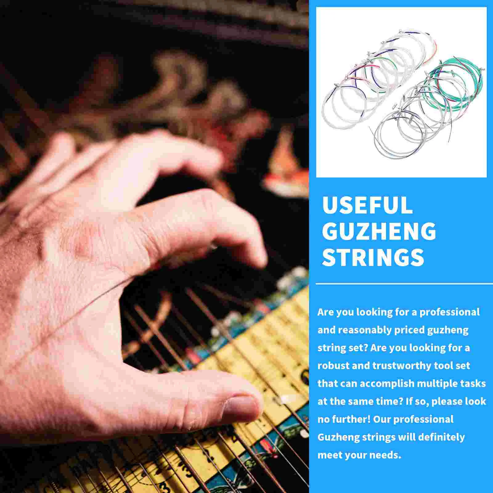 21pcs Durable Steel Guzheng Strings Lyre Replacement Accessories Guzheng Supplies (Assorted Color) Guzheng String Full Set
