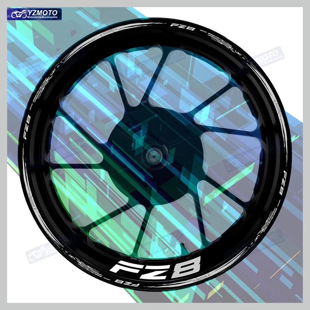 

Аксессуары для мотоциклов FZ8, 17-дюймовая наклейка на переднее и заднее колесо, гоночная наклейка, светоотражающая декоративная наклейка на обод втулки в полоску