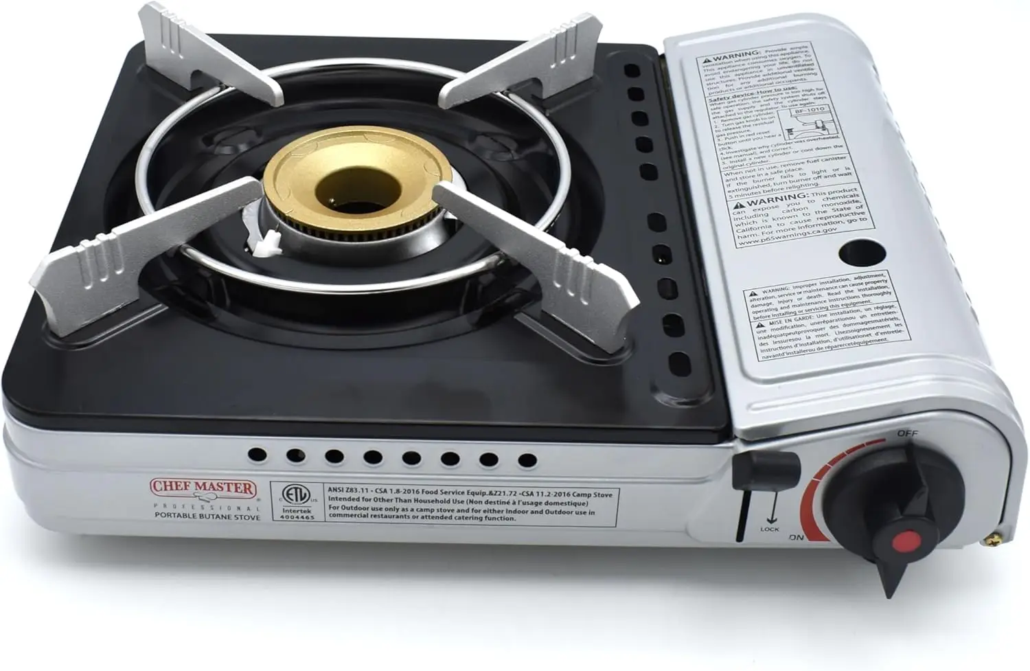 Portable Butane Stove with Electronic Ignition & Wind Guard for Camping, Outdoor Cooking