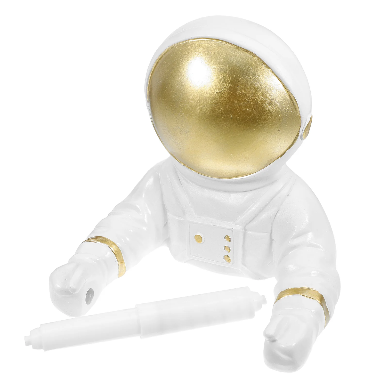 

1 pc Astronaut Shaped Paper Towel Holder Golden Light Luxury Resin Roll Paper Organizer Stand For Bathroom Kitchen Hotel Use