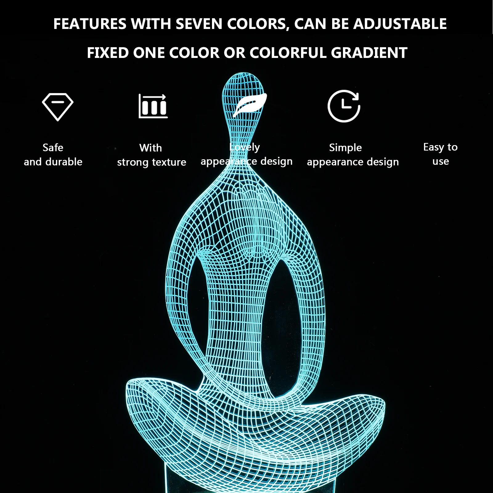 

1 set Touch 3D Night Light 3D Illusion Led Lamp For Bedroom Decor Meditation Figure Changing Usb Charging Night Light