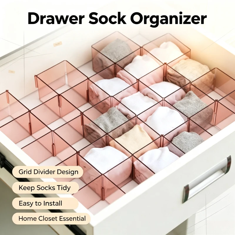 6PCS Household Drawer Dividers Free Combination Partition Boards for Closet Counter Socks Classification Storage Organizer