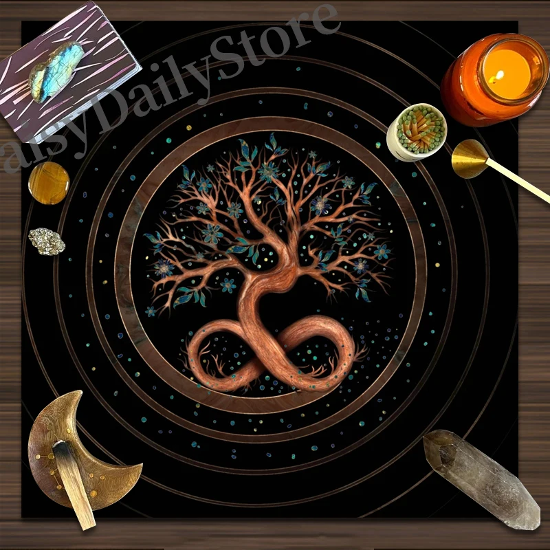 

Tree of Life Tarot Tablecloth Moon Altar Cloth Oracle Card Pad Divination Witchcraft Astrology Board Mat Supplies Pendulum Gift