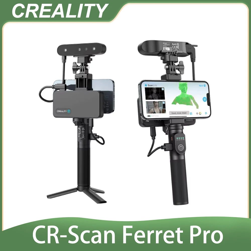 

Портативный беспроводной 3D-сканер Creality CR-Scan Ferret Pro WiFi для iOS и Android с функцией отслеживания и защитой от дрожания, точность 0,1 мм