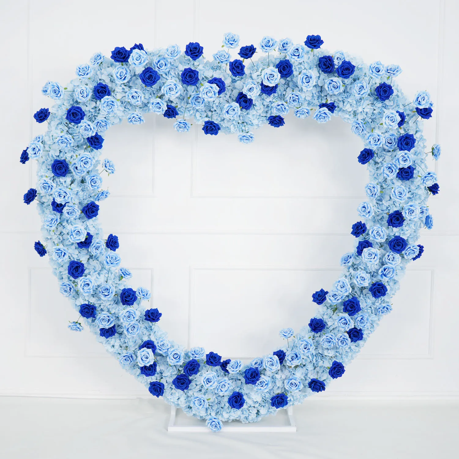 2m Love Heart-Shaped Arch Frame Decor 5D Blue Floral Row Arrangement Wedding Backdrop Flower Stand Celebration Event Props