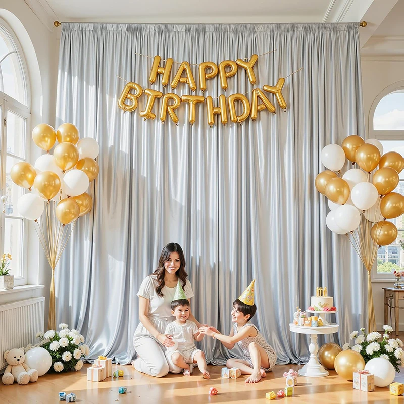 Sequin Silver Backdrop Curtain Wrinkle Free Thick Glitter Window Drapes for Wedding Birthday Christmas Photography Background
