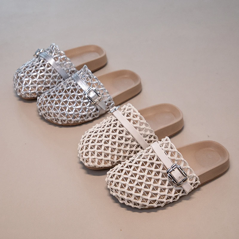 

Childrens Sandals Girls Summer Hollow Out Mesh Slippers Soft Open Back Kids Beach Shoes Non Slip Breathable Footwear Children