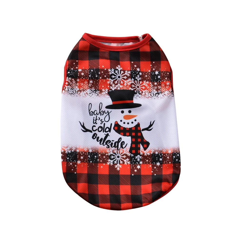 Small Dog Clothes Christmas Deer Snowman Print Puppy Vest T-shirt Pet Coat For Small Medium Dogs Cats Chihuahua Pug Costumes