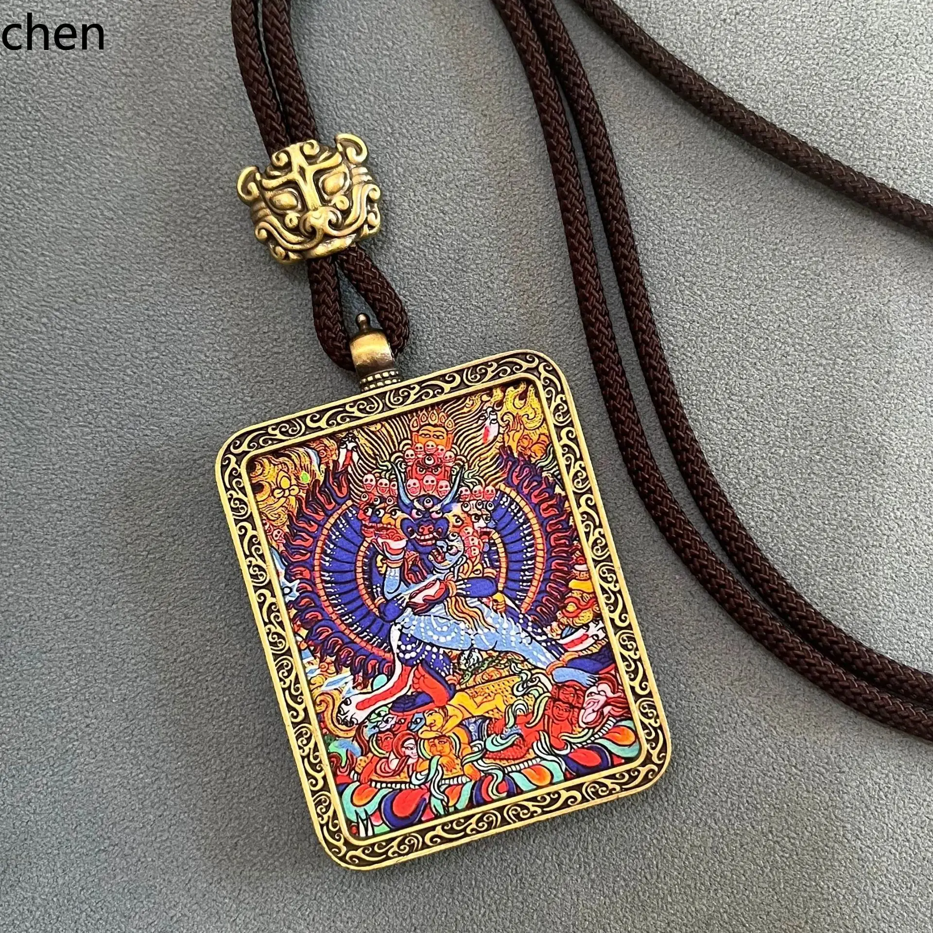 YFY   Five-Way God of Wealth Tibetan Thangka Pendant Mahakala Thangka Buddha Amulet Souvenir Mahakala Accessories