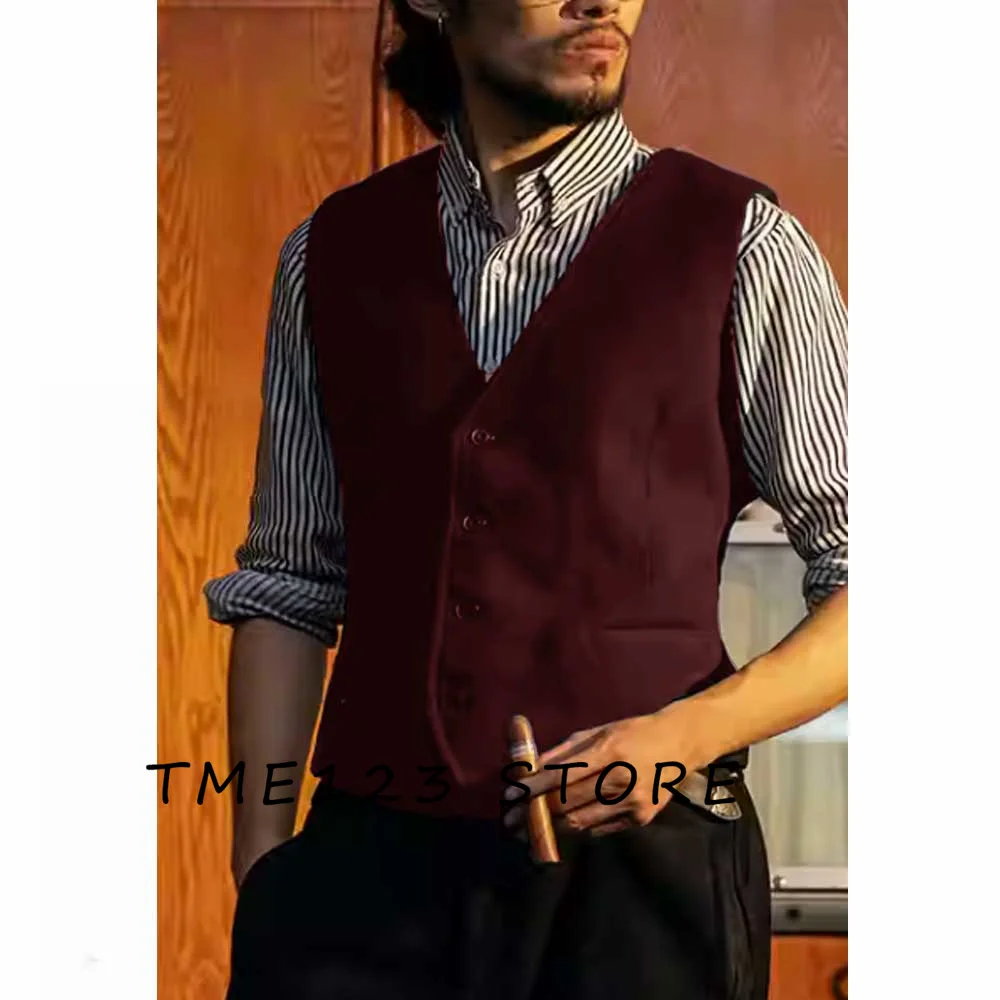 

Men's Serge Business Solid Color Vest Gothic Chaleco Wang Steampunk Formal Man Ambo Suit Jackets Vests for Women Male Waistcoat