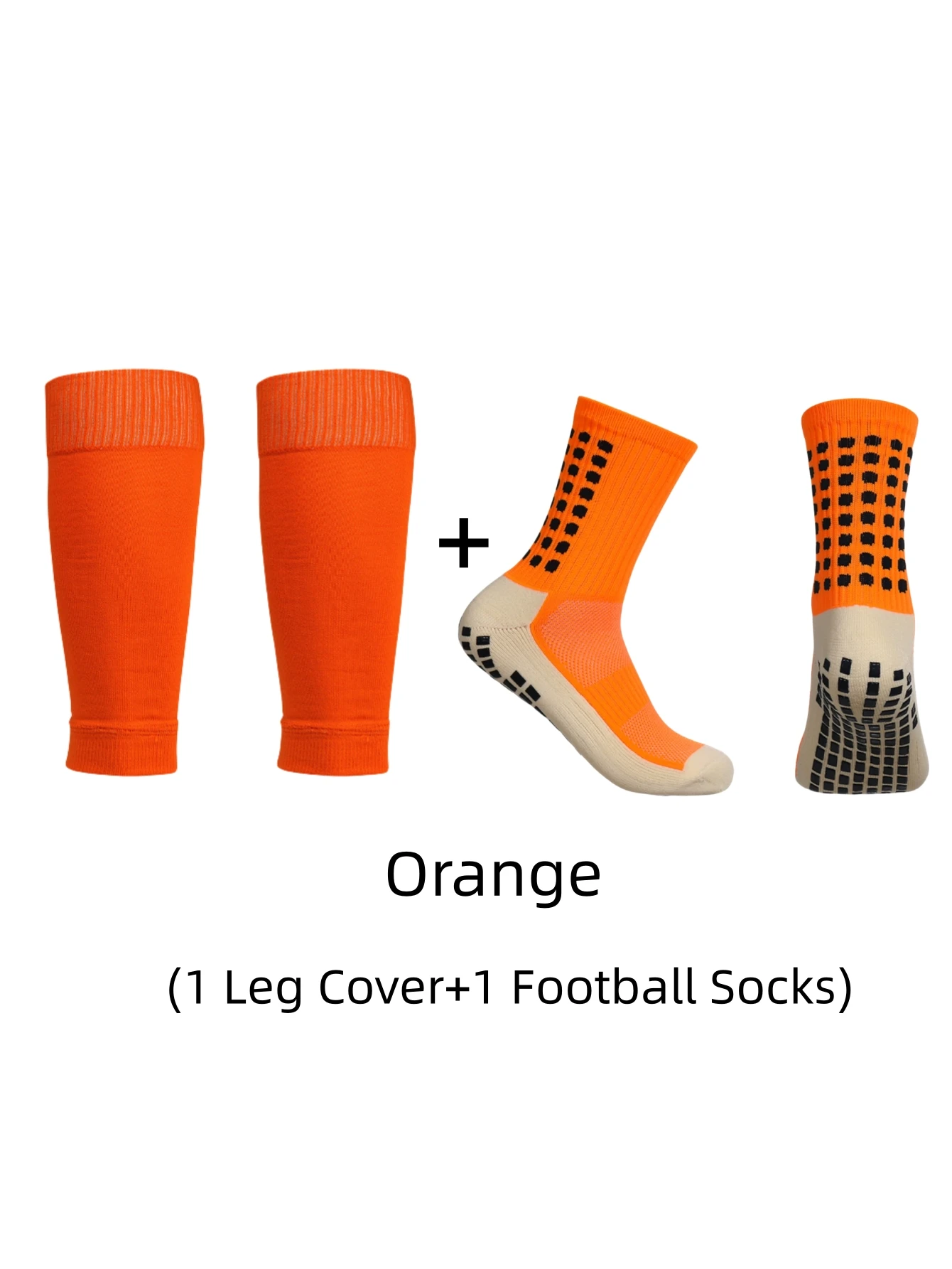 1 pair of combination classic glue point anti slip football socks and leg protection socks