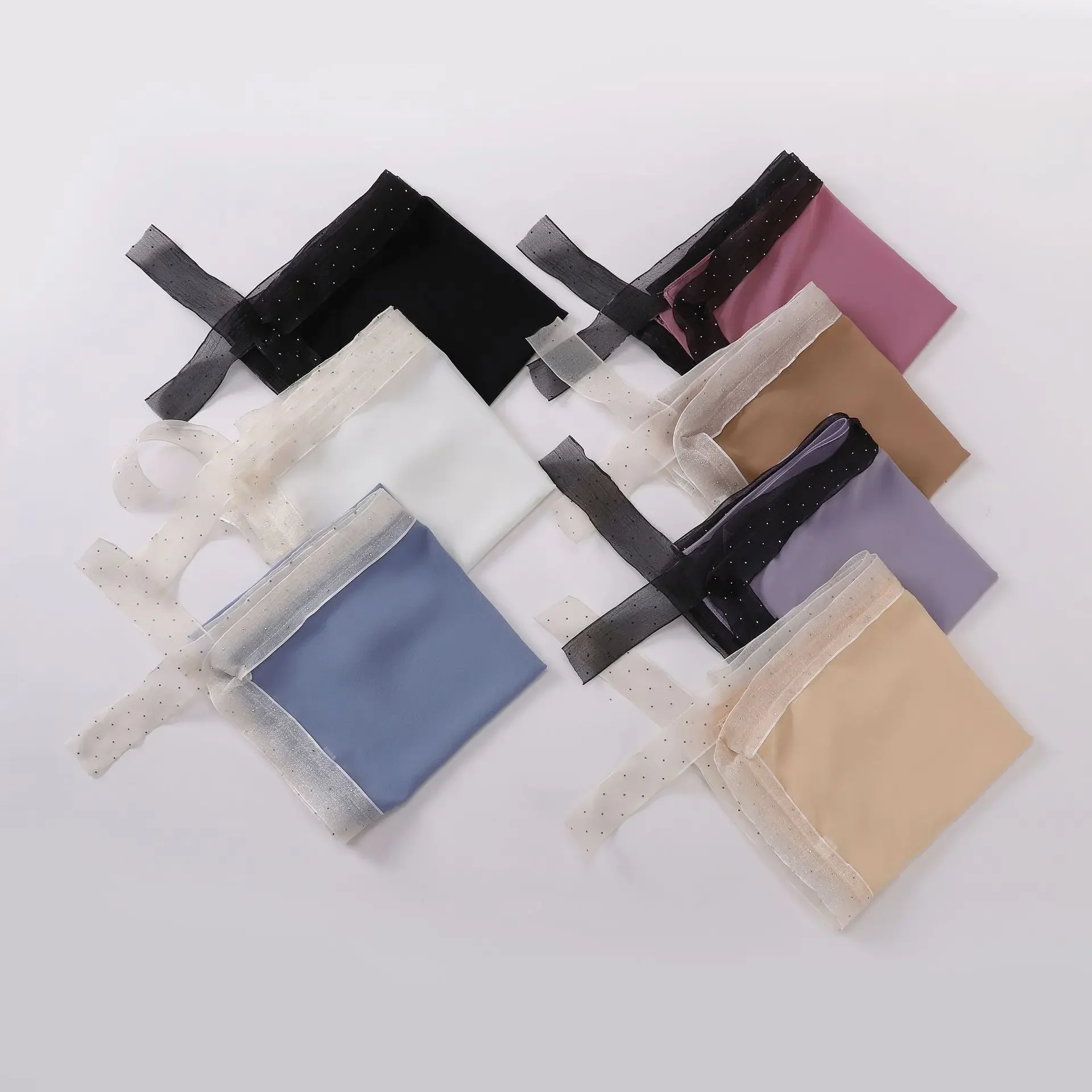 

90*90cm Pearl Chiffon Lace Square Scarf Women Muslim Hijab Turban Shawl Wrap Turban Bandanas Headband Kerchief Turbante Mujer