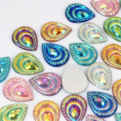 Cong Shao 50pcs 13*18mm AB Color Pear Shape Flatback Resin Rhinestone Stones Crystal For Clothes Craft Button Decoration ZZ270