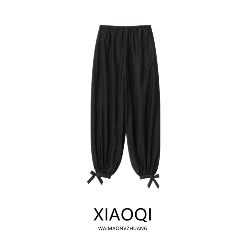 

Women's Faion High Waist Long Pants Spring Autumn New Arrival Bow Tie Versatile Loose Fit Lantern Pants Traditional Chinese...