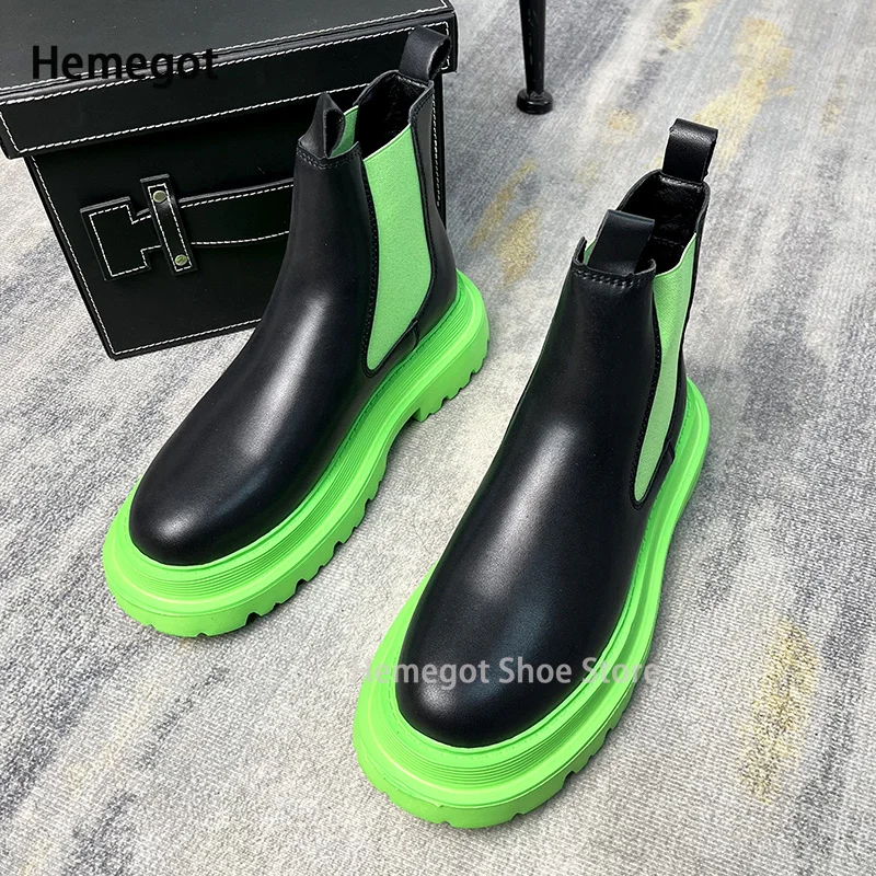 

Thick-Soled High-Top Boots for Men Chelsea Boots British Fashion Leather Boots Inside Height-Raising Autumn Winter Ankle Boots