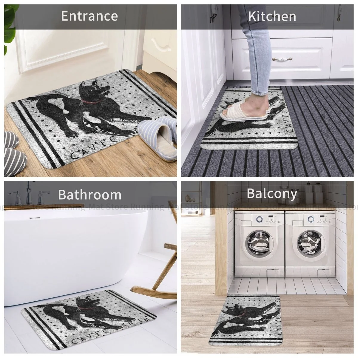 سجادة مطبخ مضادة للإنزلاق للكلاب كهف كانم حذار من كلب بومبي لاتيني سجادة مدخل باب سجادة ديكور داخلي #4