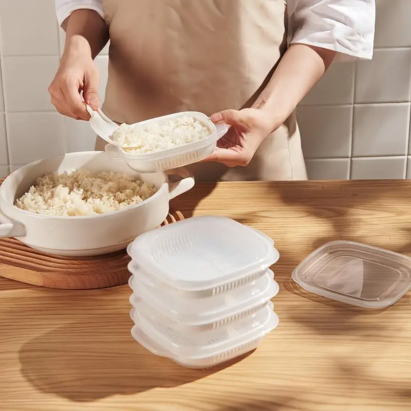Food Safe Microwave Heated Fresh Keeping Box 2/5Pcs Leakproof Rice Storage Container for Office Daily Use