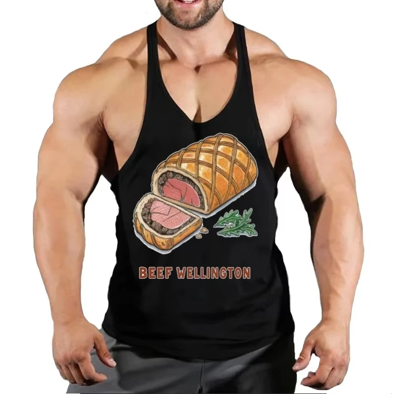 

Хлопковая мужская футболка без рукавов, жилет для фитнеса с привлекательным пищевым принтом, для обучения самодисциплине, новая коллекция