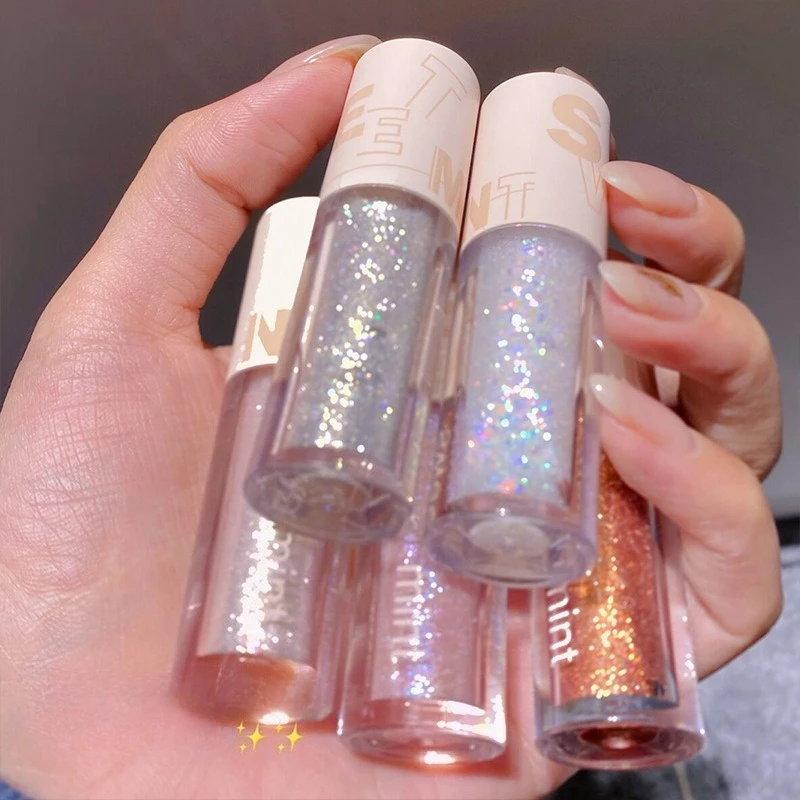 Ombretto liquido glitterato Illumina il trucco del baco da seta sdraiato Liquido diamante impermeabile Illumina i cosmetici per il trucco duraturo del baco da seta