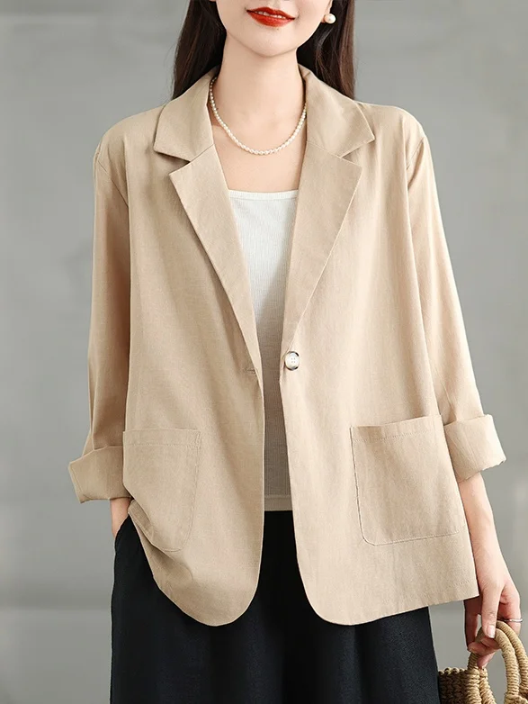 

Женский пиджак с длинными рукавами в стиле Cherry Blossom, свободный повседневный универсальный пиджак больших размеров в корейском стиле, верхняя одежда для весеннего сезона