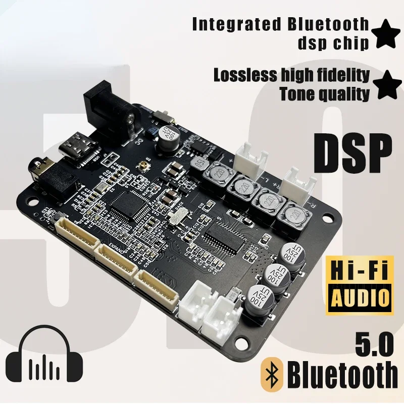 DSP2.0 Bluetooth 5.0 Power Amplifier Stereo 15W*2 Electronic Frequency Division TWS Pairing 2.0/1.1 AUX +USB +Bluetooth Input