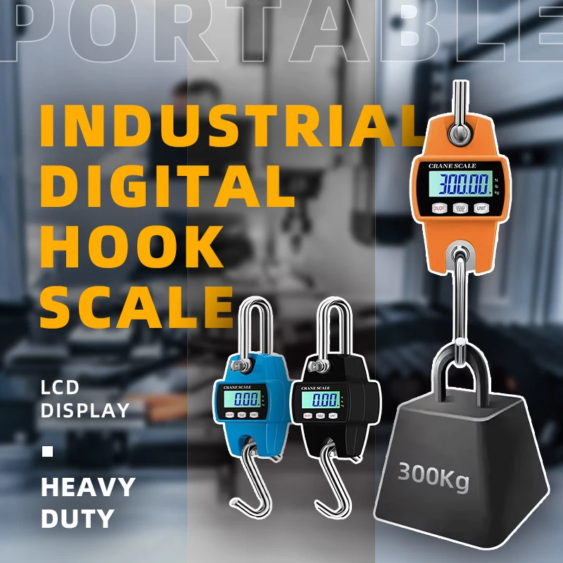 

Промышленные цифровые крючковые весы 200/300 кг, портативный кран с ЖК-дисплеем, сверхмощные для фермы, велосипеда, лука