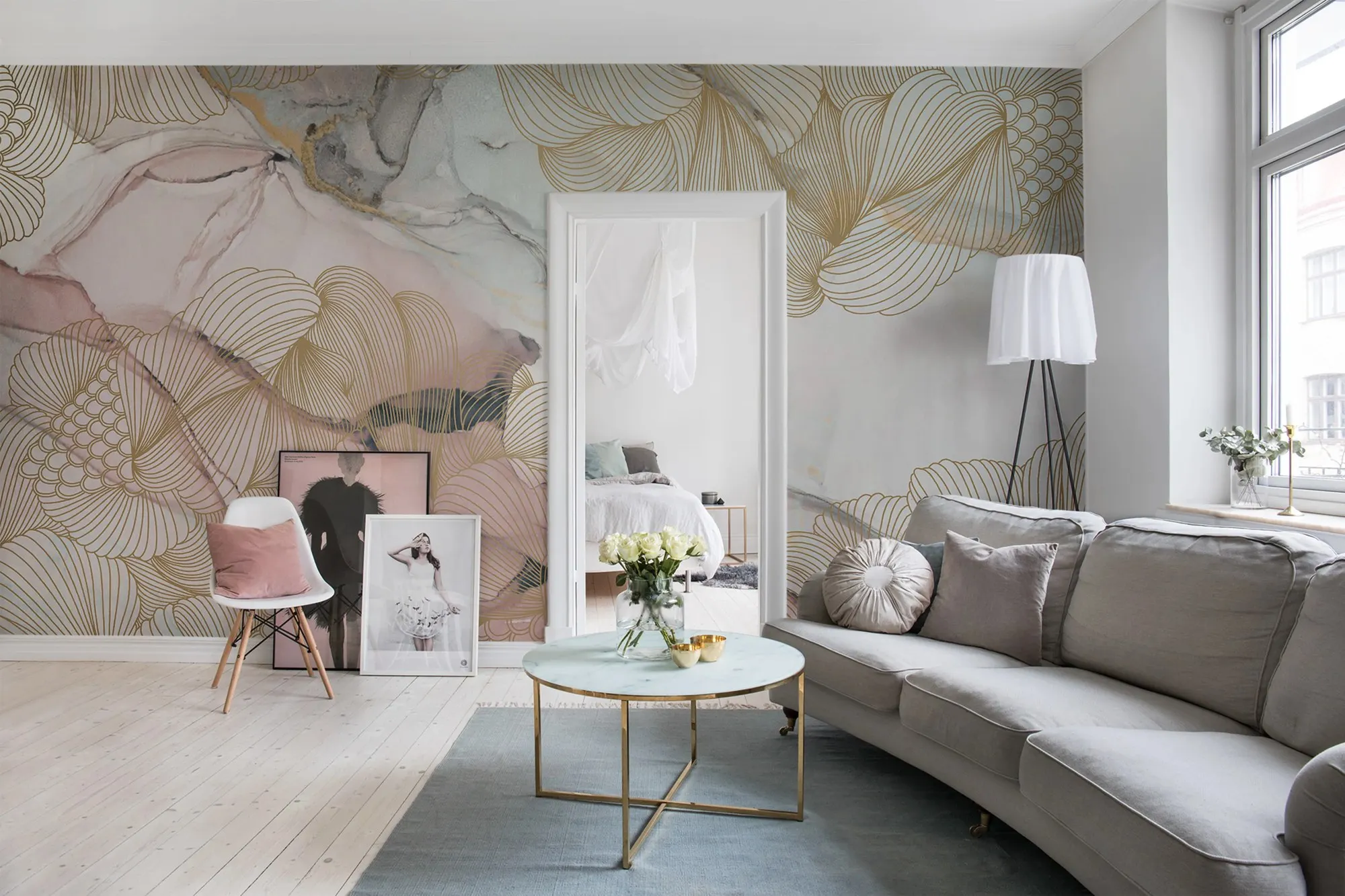 Opulence Pink Marble Wallpaper Custom Wall Mural for Living Room