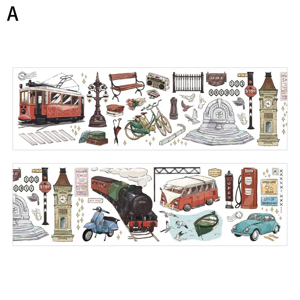 Delicate Decorative Sticker Colorful Journaling Sticker Strong Adhesion Travel Style Scrapbooking Sticker  DIY Decor