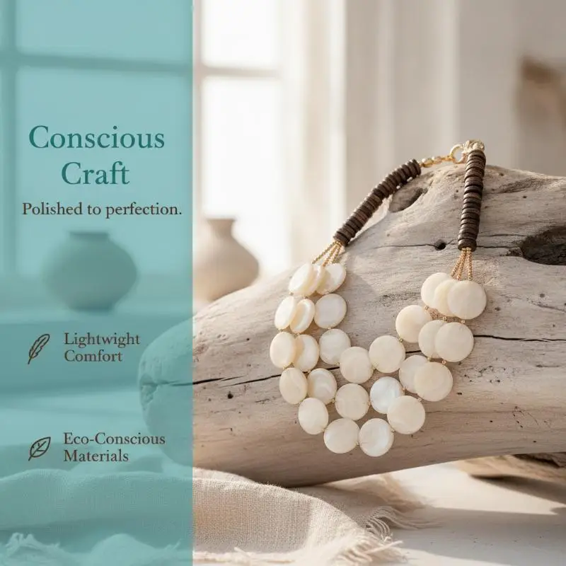 Trendy Geometric Multilayer Beaded Necklace Handmade Acrylic Wooden Round Beads Cool Jewelry for Music Festival Wear for Women