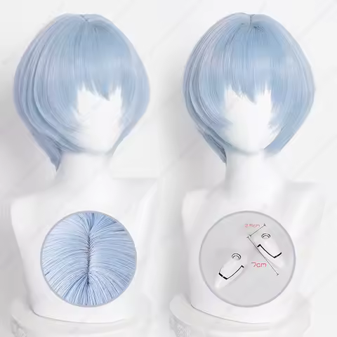 Anime EVA Ayanami Rei Cosplay Halloween Party Wig Short Light Blue Wigs Heat Resistant Synthetic Hair