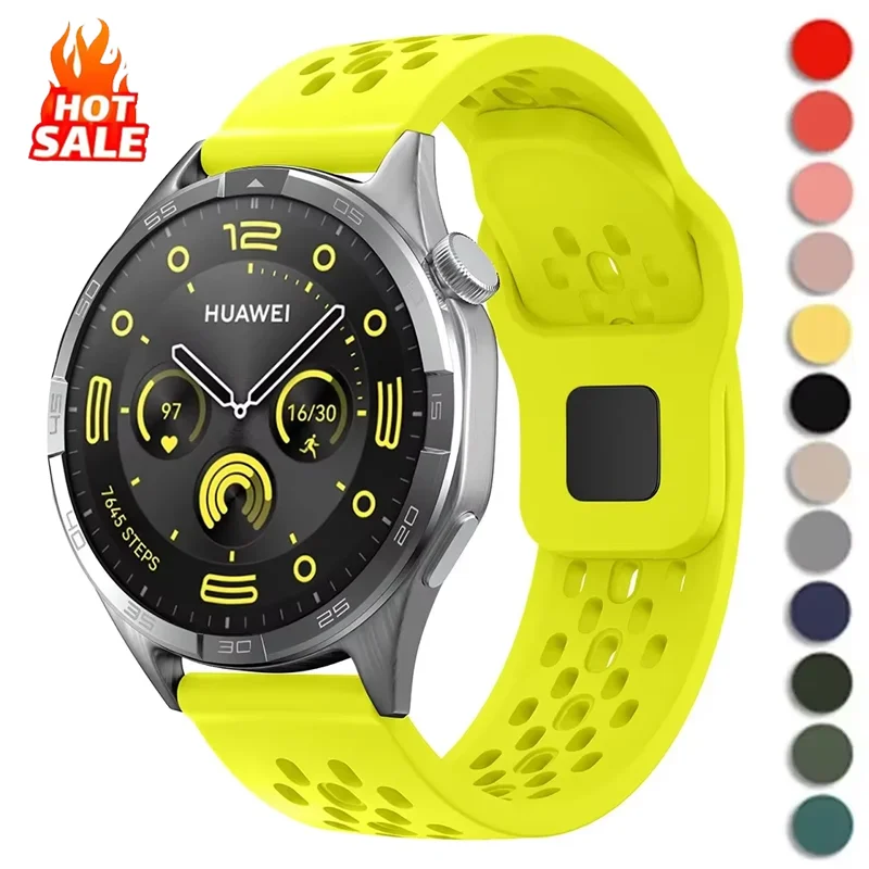 Силиконовый ремешок 18 мм, 20 мм, 22 мм для часов huawei GT5/GT5 Pro 46 мм 42 мм, спортивный сменный браслет для Huawei Watch GT4 41 мм 46 мм