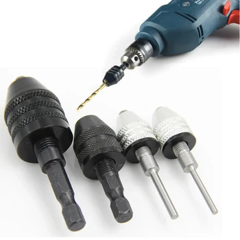 0.3-8mm 6.35mm 1PC Quick Change  Keyless Drill Chuck Screwdriver Impact Driver Adaptor Hex Shank Drills Grinder Converter