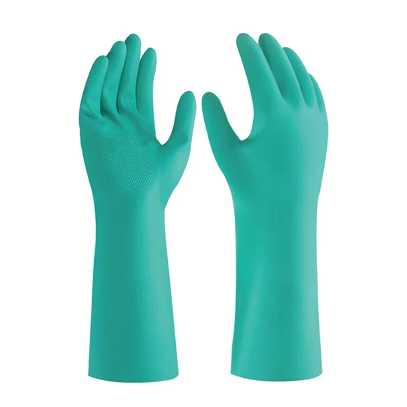 Green Nitrile Gloves Non Slip Flocklined Work Gloves/Safety Gloves For kitchen dishes Safety gloves