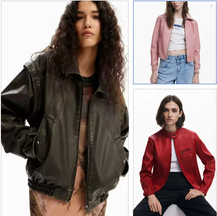 Foreign trade Spanish style wash made old craft PU zipper loose jacket for women