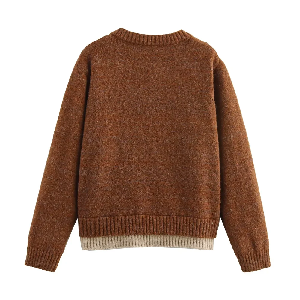 2025 Taop&Za Damenpullover, grauer Strick-Cardigan mit 3D-Blumenverzierungen und mehrlagigem Saum für einen süßen Look
