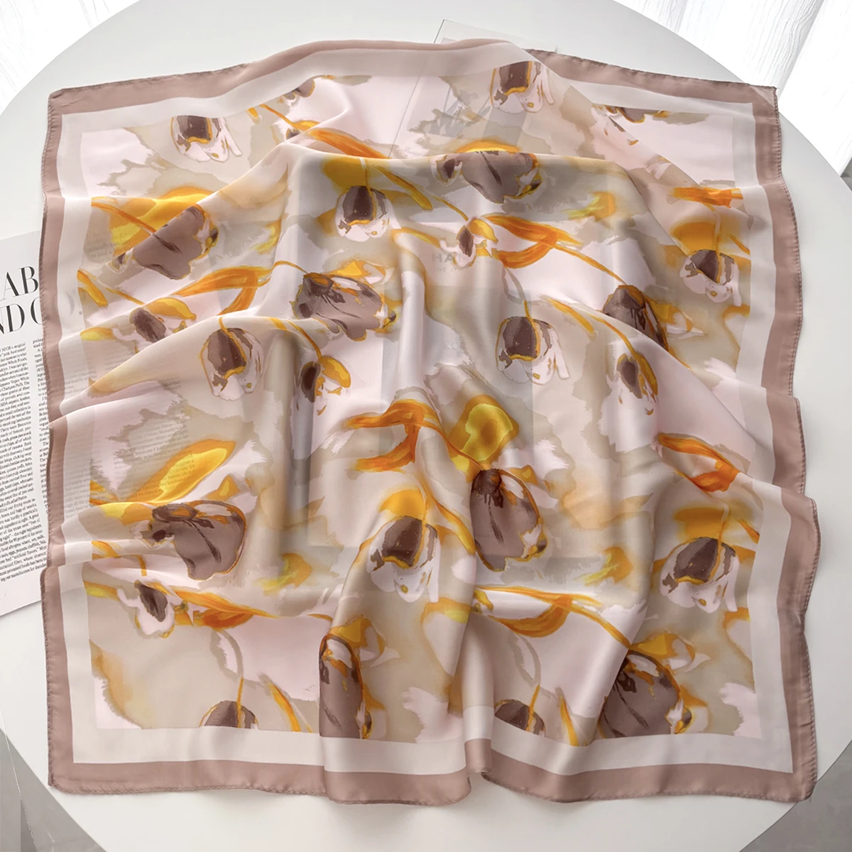 70*70cm Seide Quadrat Schal Frauen Mode Koreanische Version Obst Druck Krawatten Weiblich Foulard Bandana Hijab Kopf schal Halstuch – Detail 4