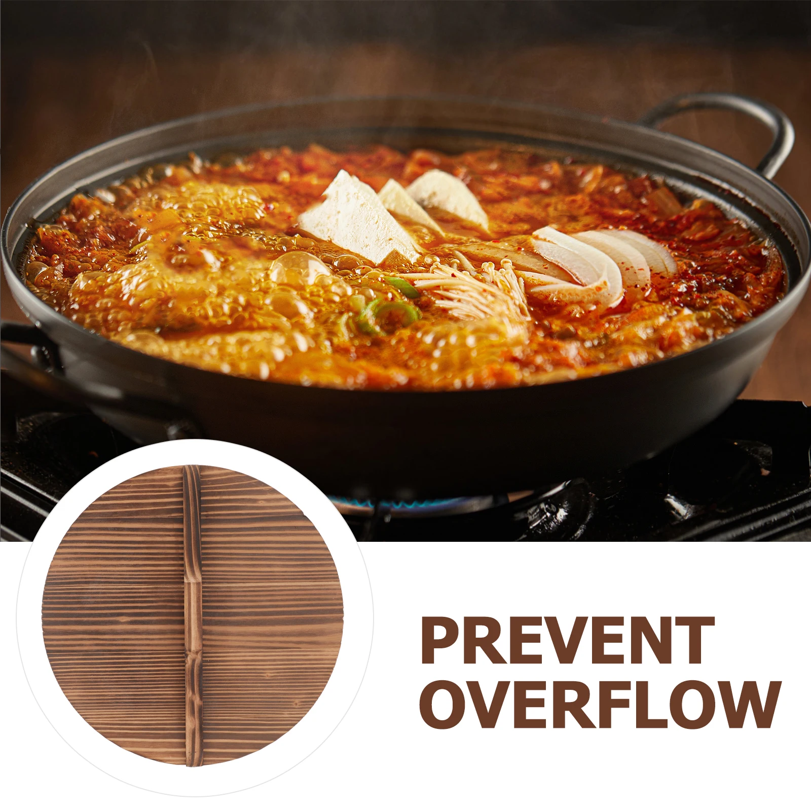

Wooden Pot Cover Wok Lid Round Large Wood Lid Household Kitchen Cooking Tool 26cm Retro Wok Cover Protective Lid,