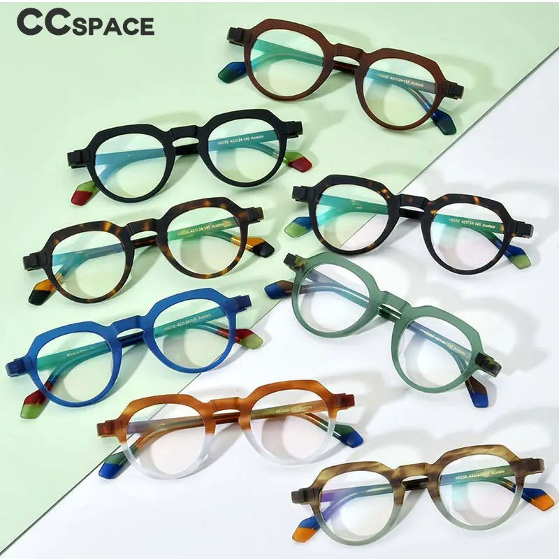 

54702 Round Retro Acetate Optical Glasses Frames Men Women Fashion Splicing Glasses Prescription Frame