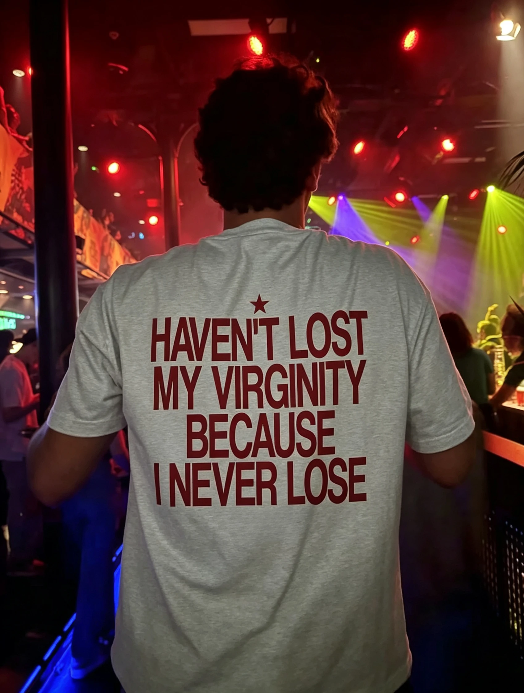 Y2K Retro Slogan Print T-shirt with Funny Back Text, Loose Oversized Cotton Short Sleeve Club Hip Hop Unisex Street Couple Top