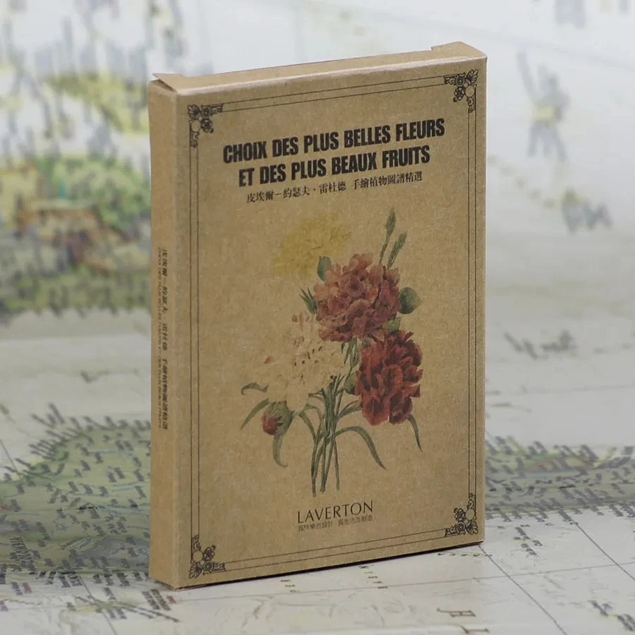 Lot de 24 cartes postales illustrées de plantes de Pierre-Joseph Redoute - Cartes de vœux rétro en papier kraft pour collectionneurs d'art