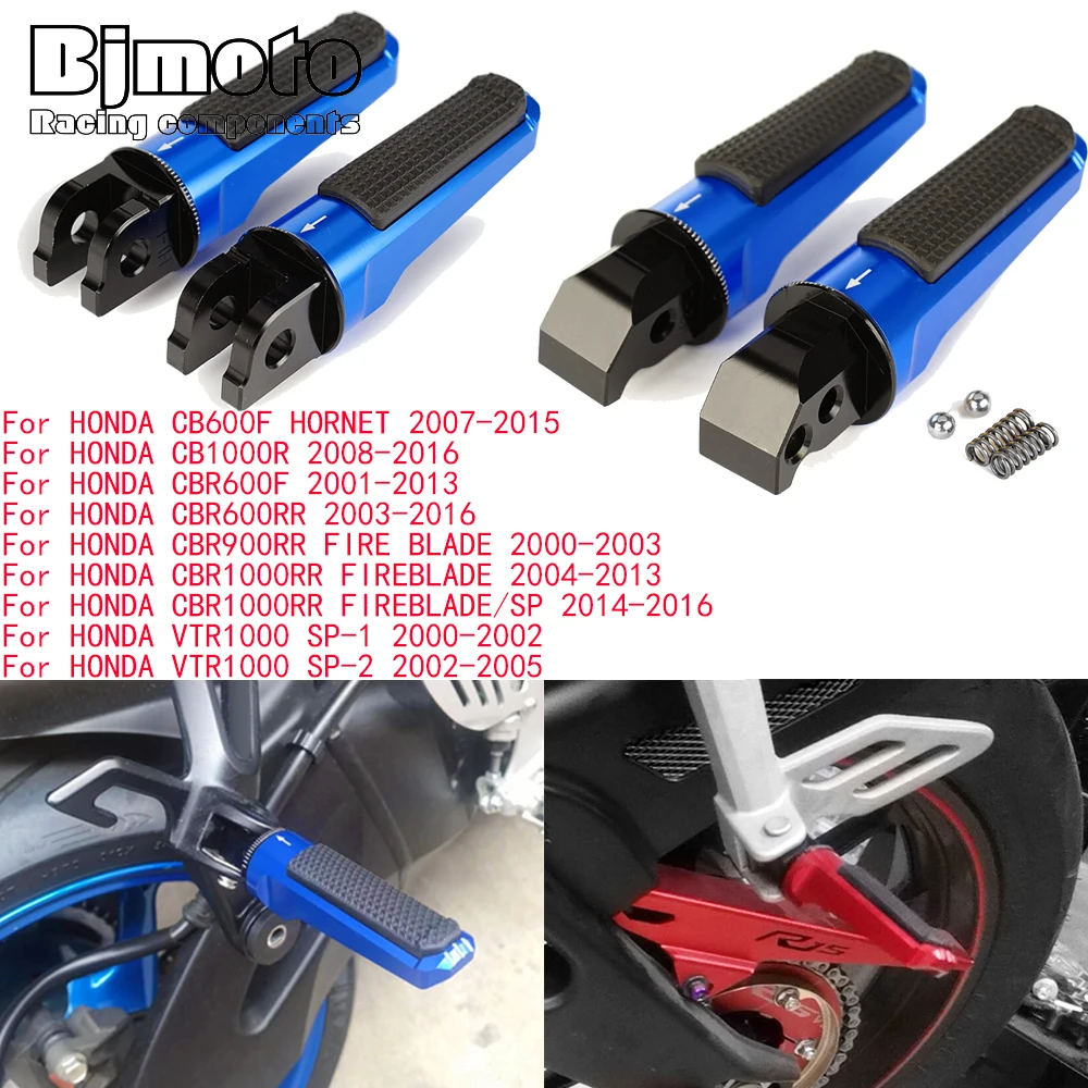 Front Rear Foot Pegs Rider Passenger Pedal For HONDA CB600F HORNET CB1000R CBR600F CBR 600 900 RR FIRE BLADE SP VTR1000 SP 1/2