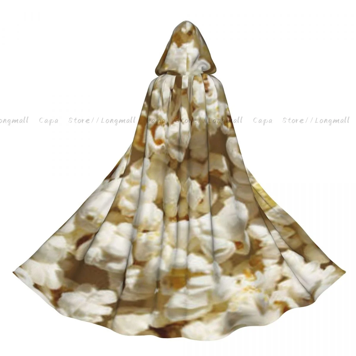 Pop Corn Background Cloak Hooded Cosplay Costume Halloween Adult Long Party Cape