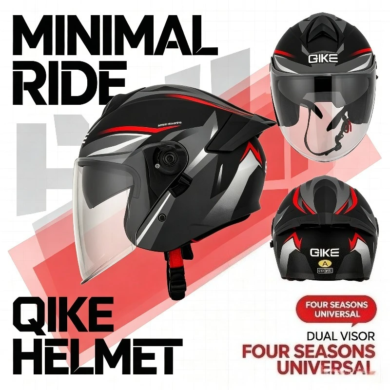 Qike SHOCKPROOF ANTI-FOG Four-season Motorcycle Full Helmet for Men and Women Winter Warm ALL SEASON Hard Hat