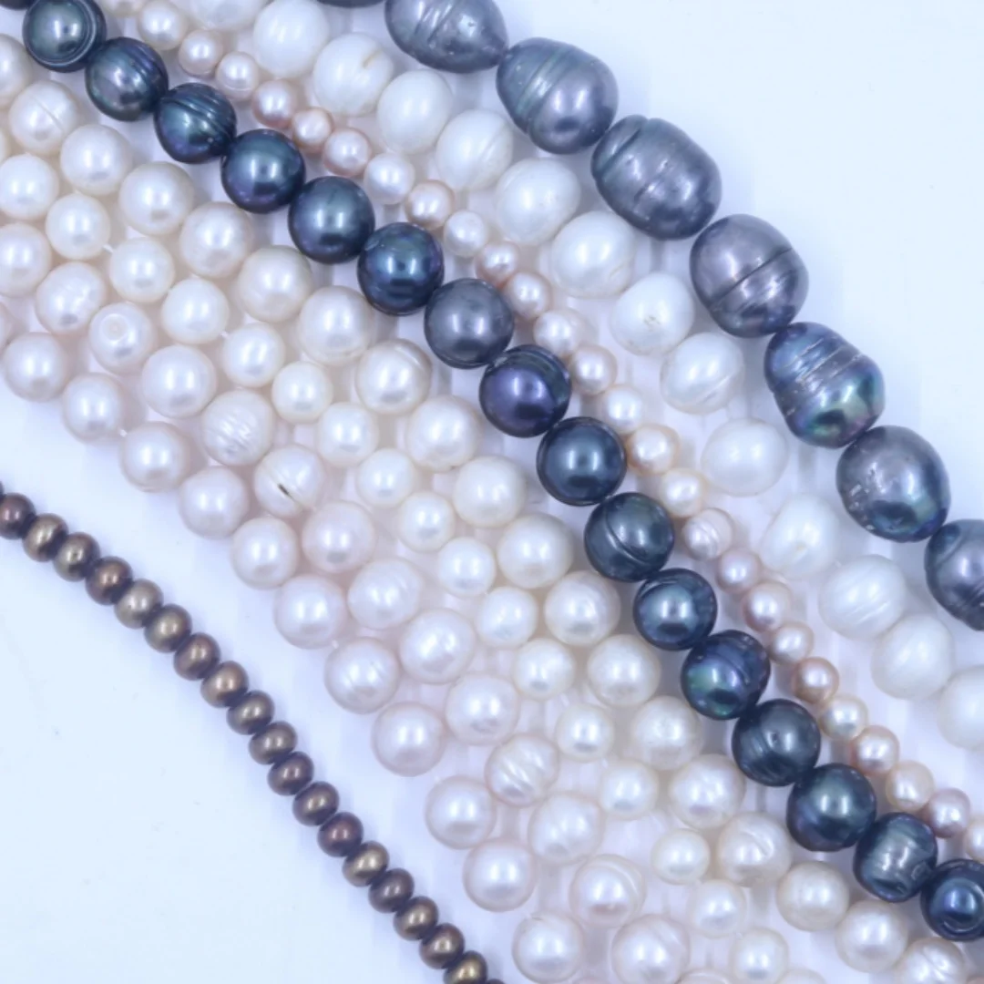 Natural White Freeform Pearl Loose Beads Strand 14-15