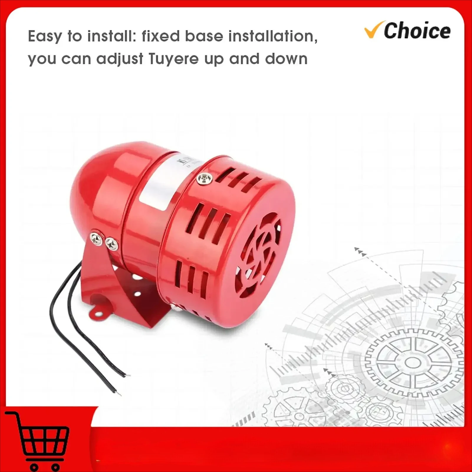 إنذار محرك معدني صغير الصوت الصناعي الحرس الكهربائي ضد السرقة MS-190 MS-190 إنذار المحرك إنذار المحرك 120DB الأحمر MS-190 #6