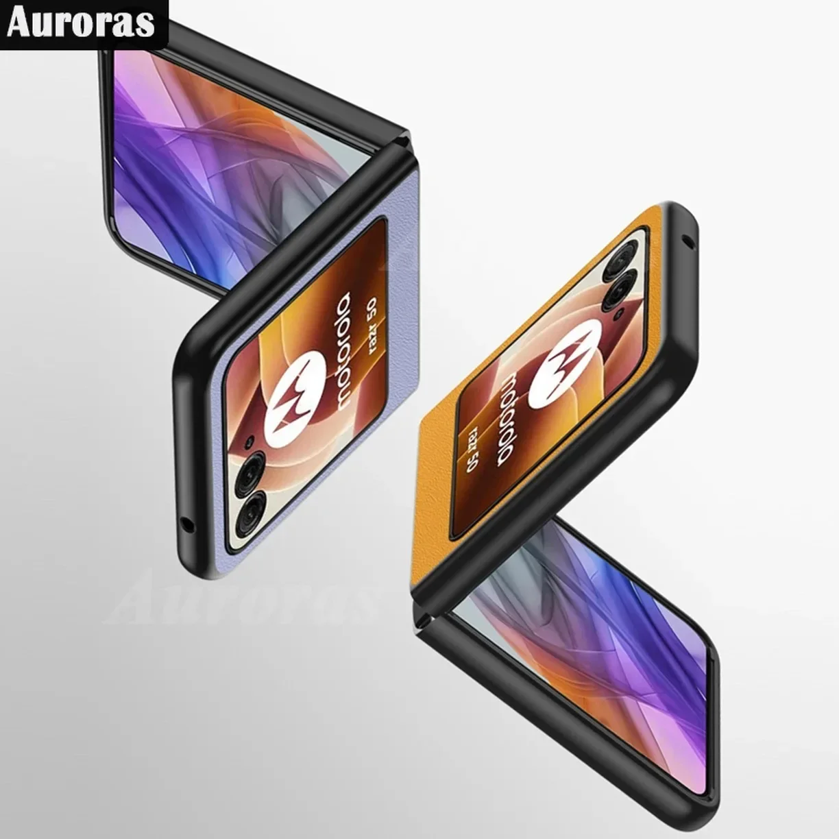 Skinlee für Moto Razr 50 5g Fall einfarbig Leder weichen Rand stoß feste Abdeckung für Moto Razr 50 Ultra 5g Rücken gehäuse