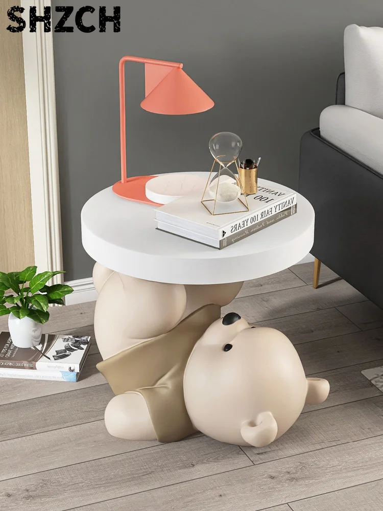 Home Decor Vigorous Bear Statue Side Table Nordic Living Room Animal Coffee Table Sofa Corner Table Room Decor Bedside Cupboard
